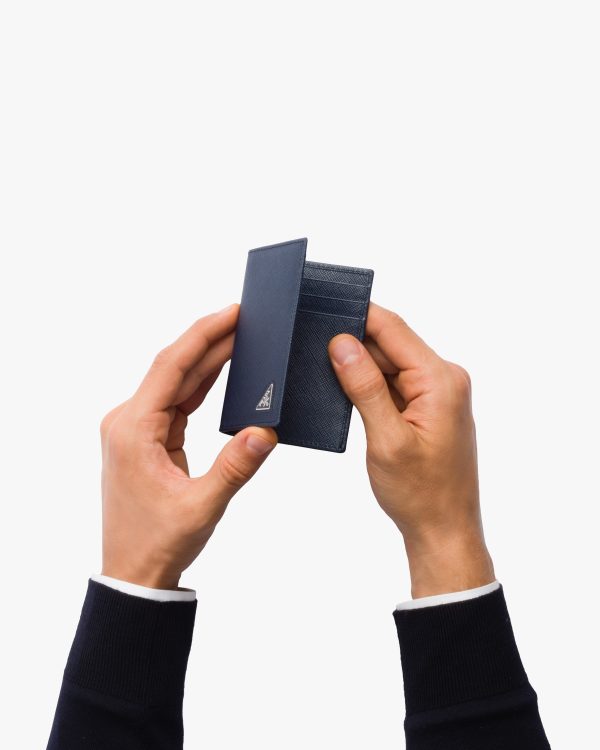 Baltic Blue Saffiano Leather Card Holder - Image 2
