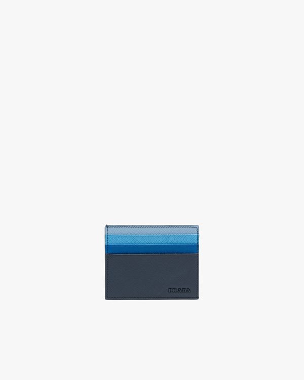 Baltic Blue Saffiano Leather Card Holder