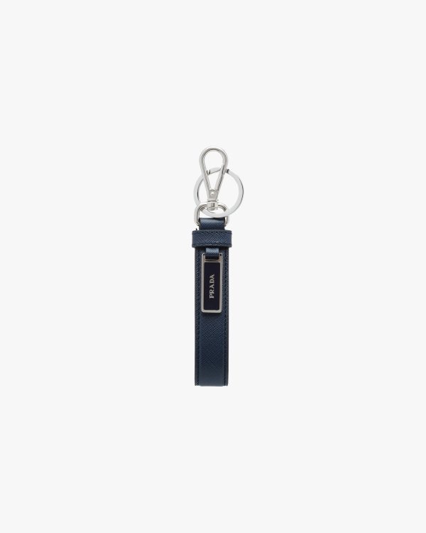 Baltic Blue Saffiano Leather Keychain
