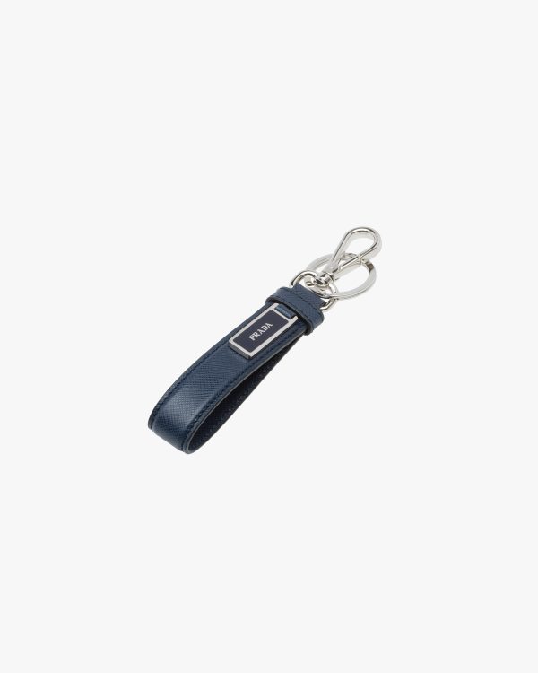 Baltic Blue Saffiano Leather Keychain - Image 2