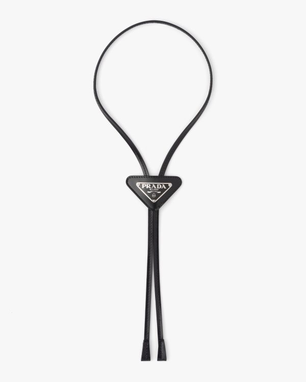 Black Brushed leather bolo tie