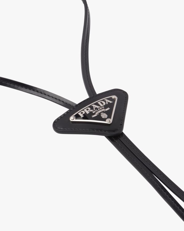 Black Brushed leather bolo tie - Image 2