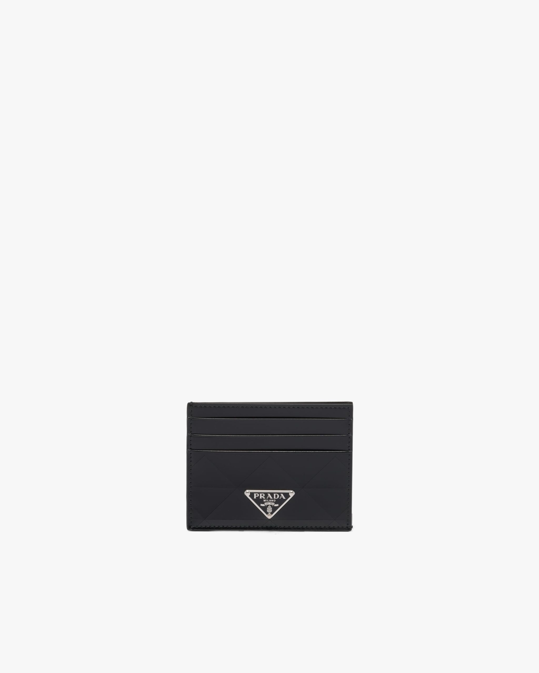 Black Brushed leather card holder - Fake Prada Store
