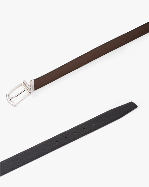 Black / Burnt Sienna Reversible Saffiano leather belt - Image 2