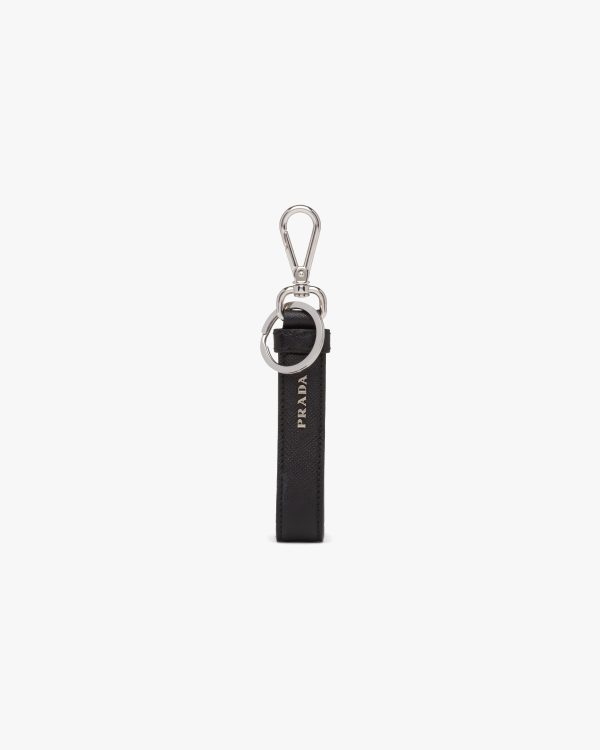 Black Customized Saffiano leather keychain - Image 2