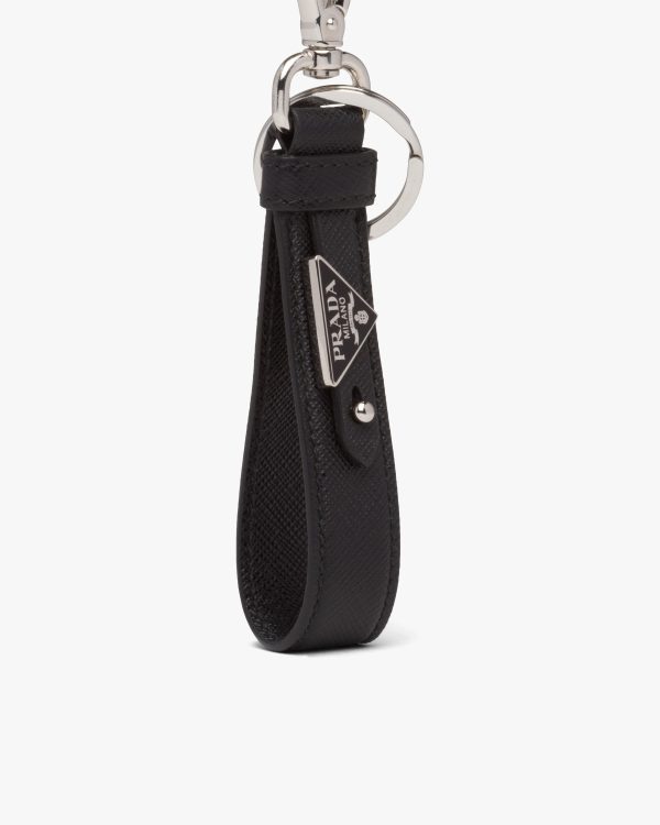 Black Customized Saffiano leather keychain - Image 3