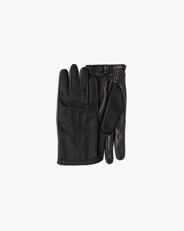 Black Fabric and leather gloves