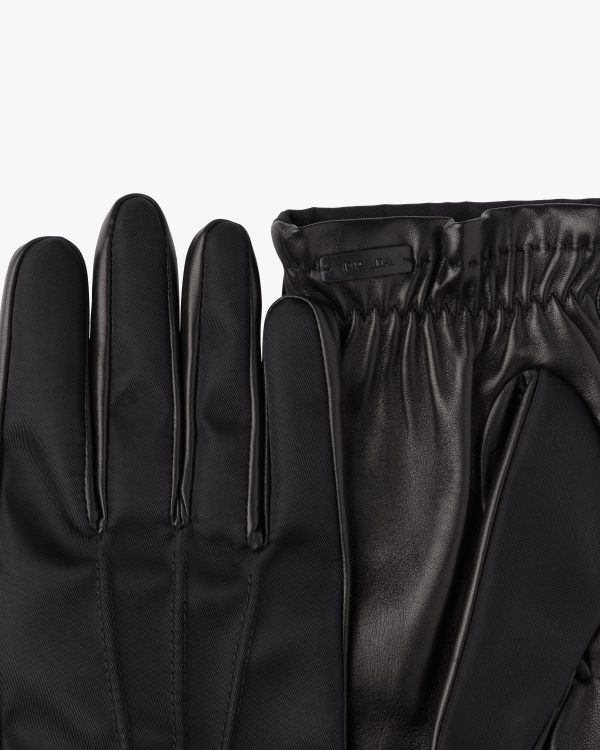 Black Fabric and leather gloves - Image 2