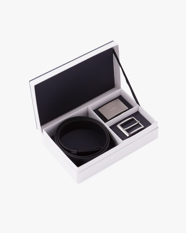 Black Leather belt set