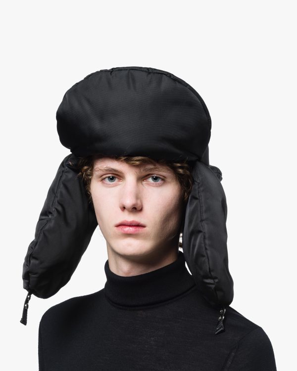 Black Padded nylon gabardine hat - Image 2