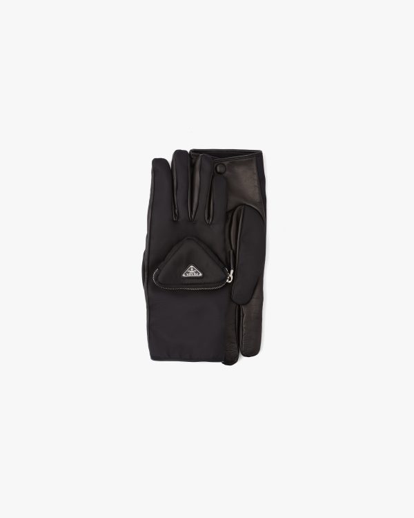 Black Re-Nylon and Napa leather gloves