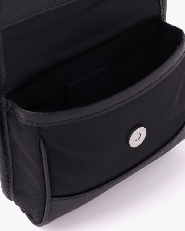 Black Re-Nylon and Saffiano leather mini pouch - Image 3