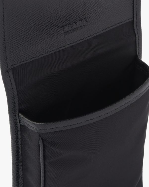 Black Re-Nylon and Saffiano leather smartphone case - Image 4