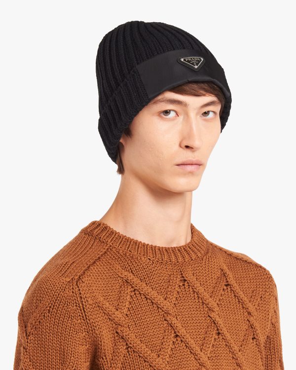 Black Re-Nylon gabardine and wool cap - Image 2