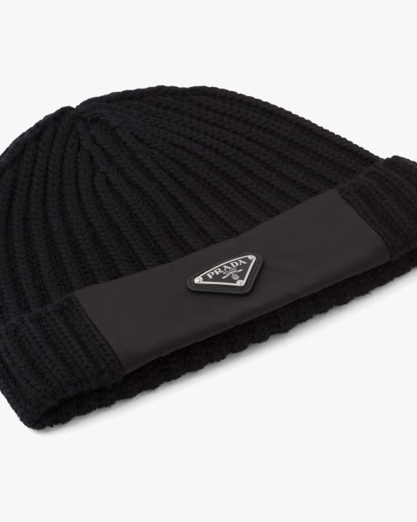 Black Re-Nylon gabardine and wool cap - Image 3