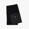 Black Re-Nylon gabardine and wool scarf