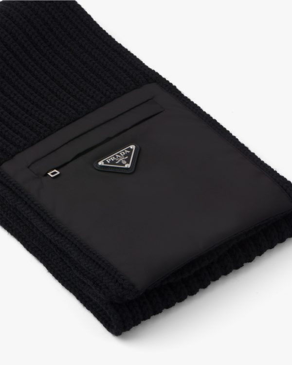 Black Re-Nylon gabardine and wool scarf - Image 4