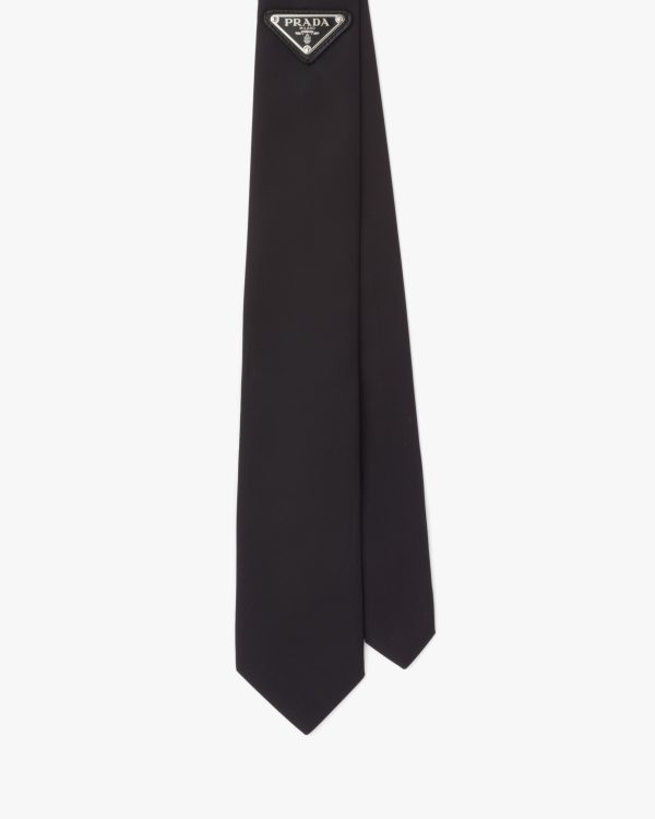 Black Re-Nylon gabardine tie