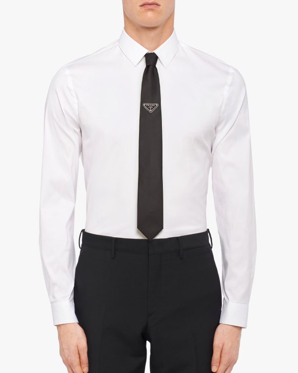 Black Re-Nylon gabardine tie - Image 2