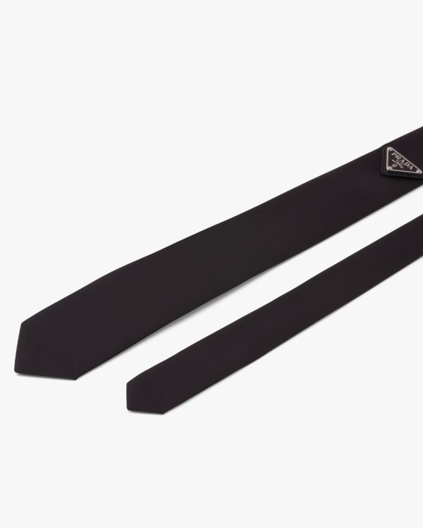 Black Re-Nylon gabardine tie - Image 3