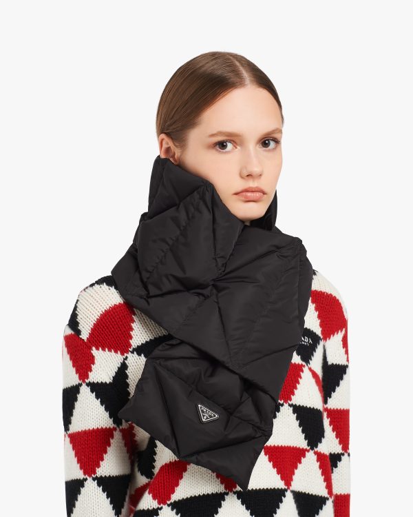 Black Re-Nylon scarf with extractable hood - Image 2