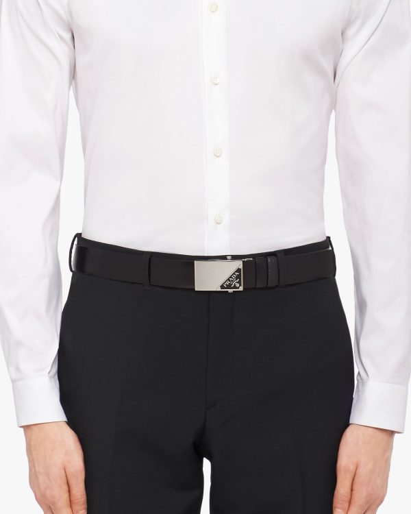 Black Reversible Saffiano and leather belt - Image 2