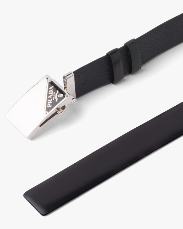 Black Reversible Saffiano and leather belt - Image 3