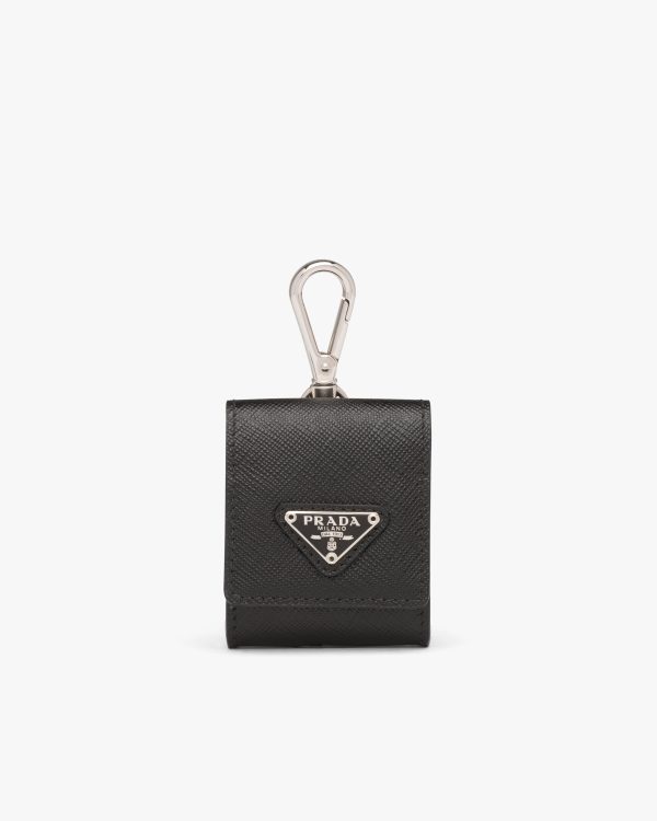 Black Saffiano Leather AirPods Case
