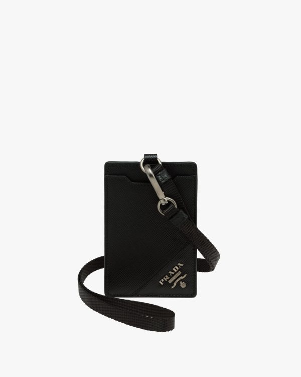 Black Saffiano Leather Badge Holder