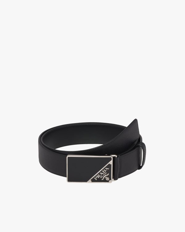 Black Saffiano Leather Belt