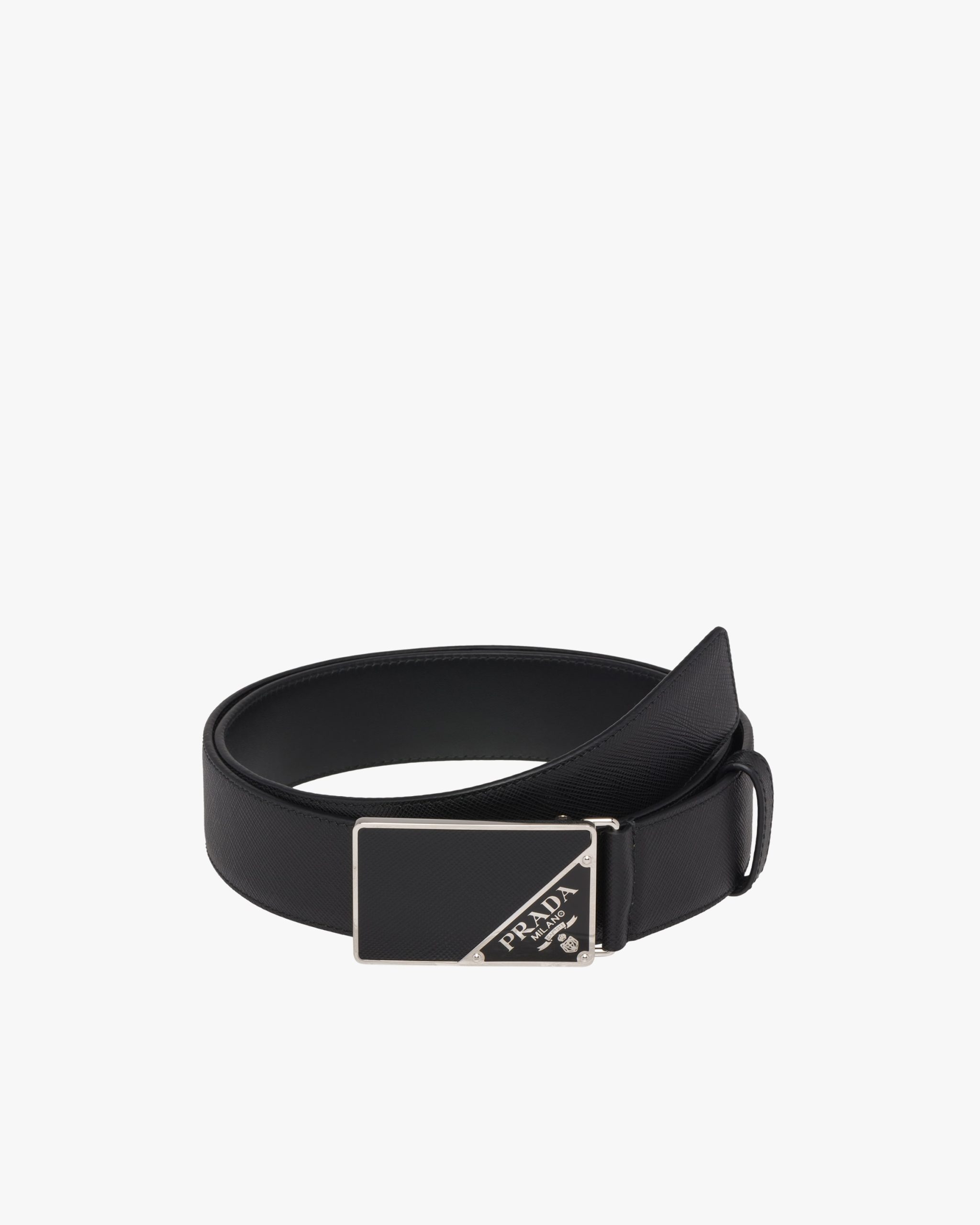 Black Saffiano Leather Belt - Fake Prada Store