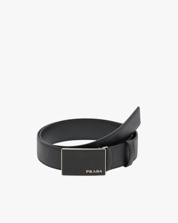 Black Saffiano Leather Belt