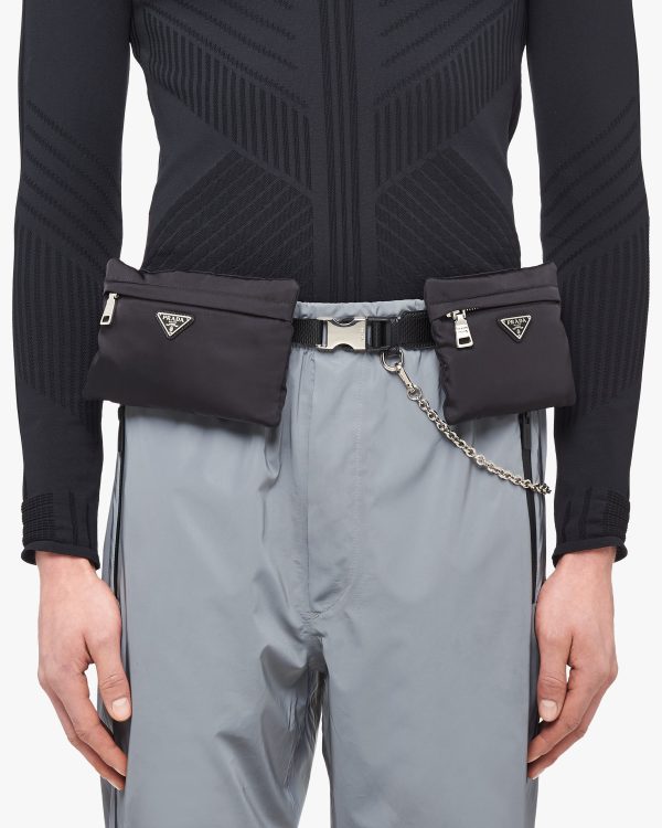 Black Saffiano Leather Belt with pouches - Image 2