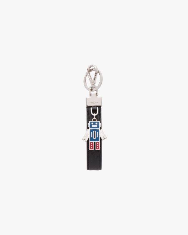 Black Saffiano Leather Keychain
