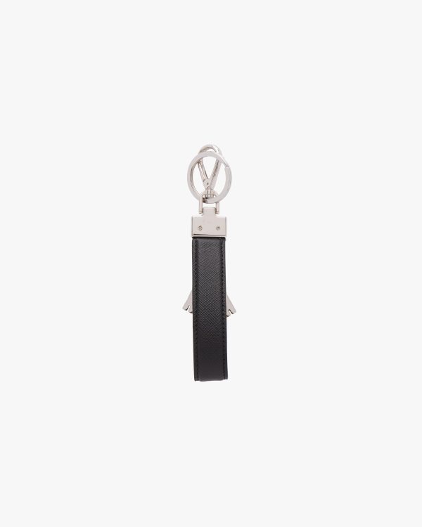 Black Saffiano Leather Keychain - Image 2