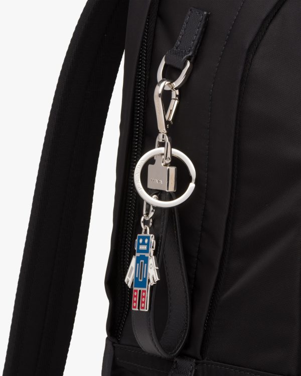 Black Saffiano Leather Keychain - Image 3