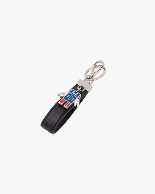 Black Saffiano Leather Keychain - Image 4