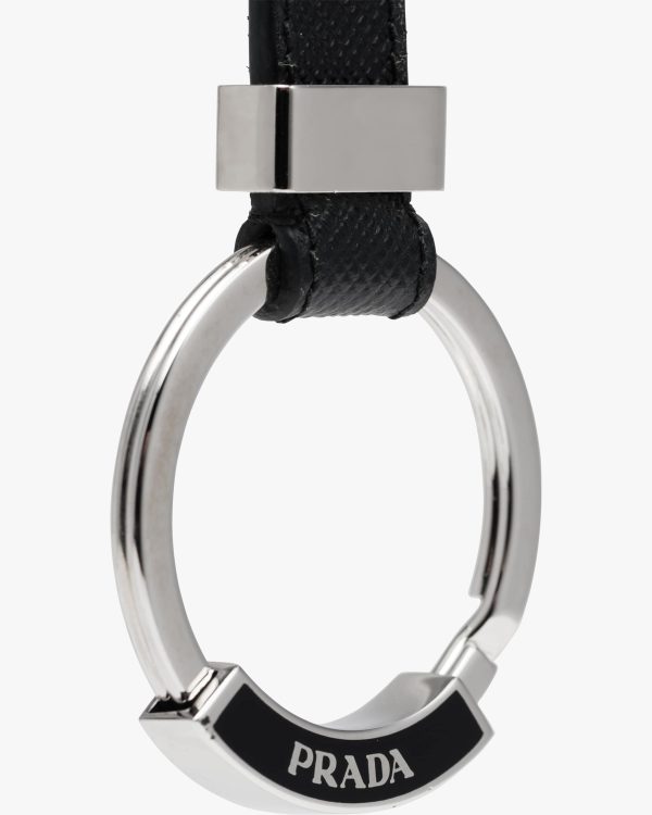 Black Saffiano Leather Keychain - Image 2