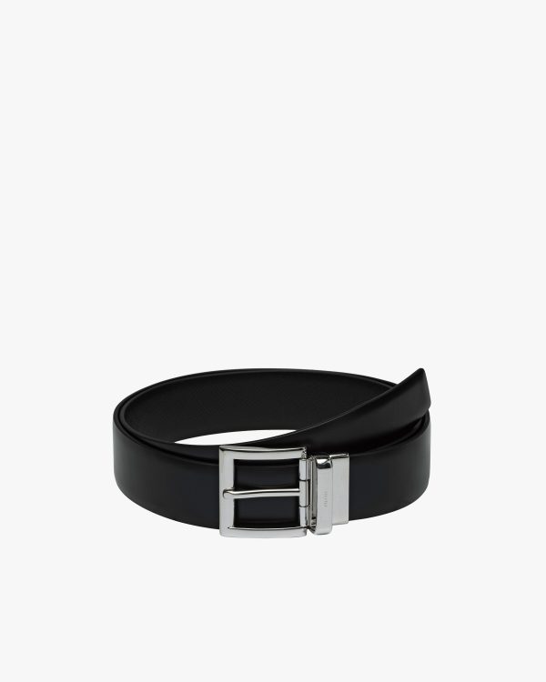 Black Saffiano Leather Reversible Belt