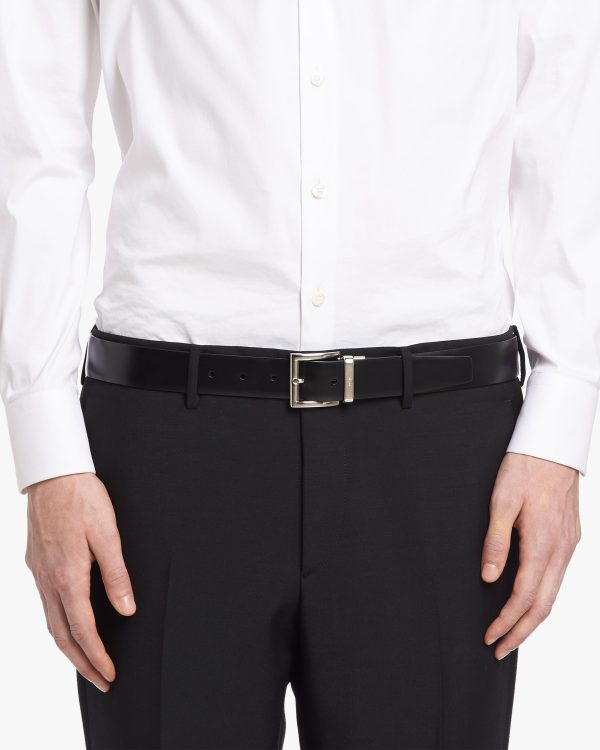 Black Saffiano Leather Reversible Belt - Image 4