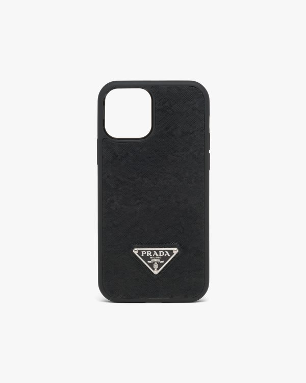 Black Saffiano cover for iPhone 12 and 12 Pro