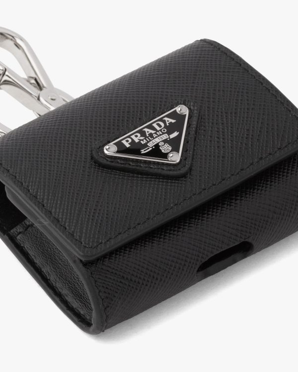 Black Saffiano leather headphone case - Image 4