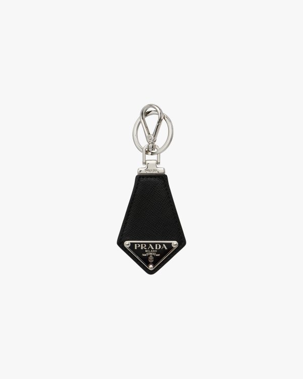 Black Saffiano leather keychain
