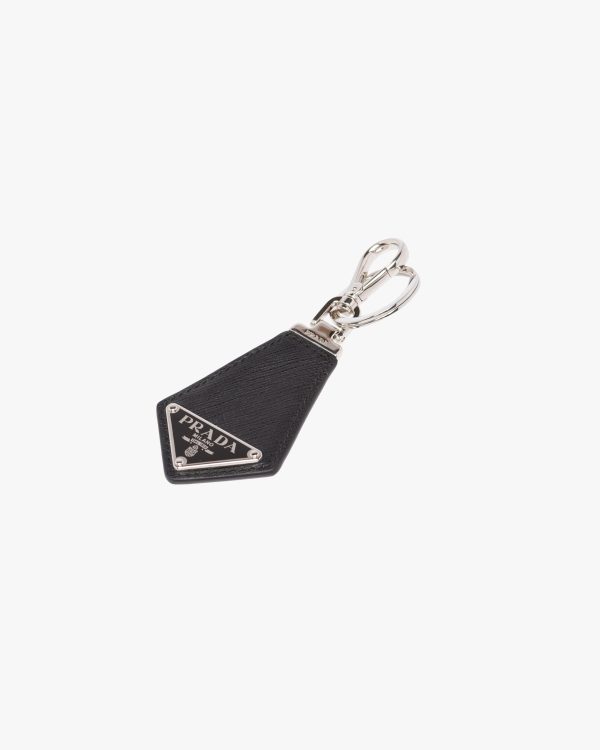 Black Saffiano leather keychain - Image 2