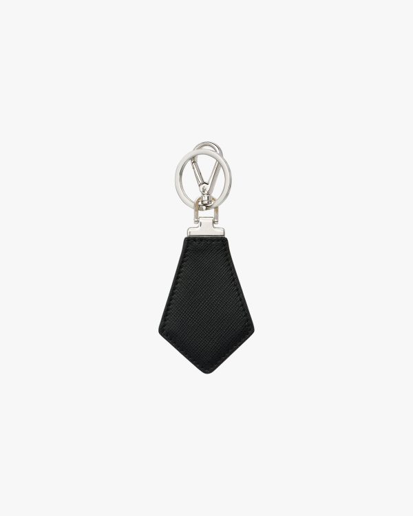 Black Saffiano leather keychain - Image 3