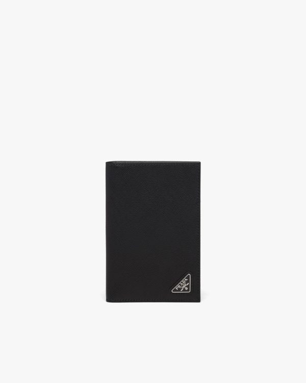 Black Saffiano leather passport holder