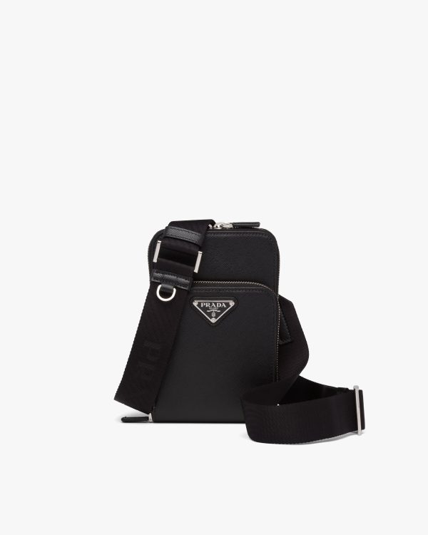 Black Saffiano leather smartphone case