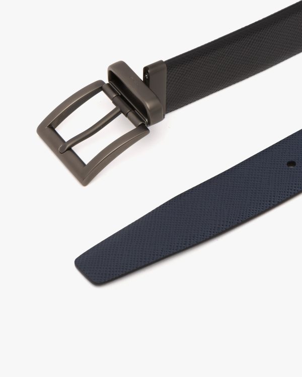 Black/baltic Blue Saffiano Leather Reversible Belt - Image 3