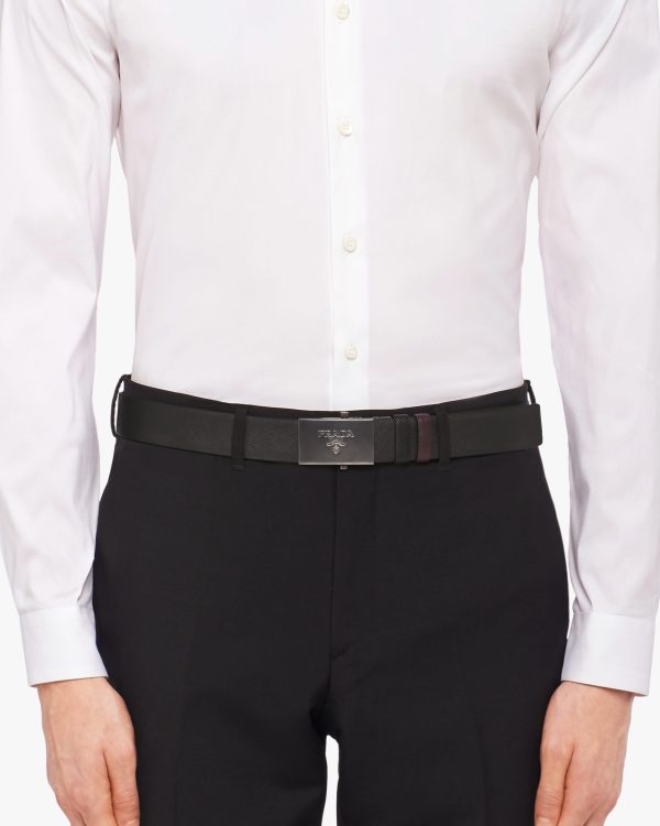 Black/coffee Brown Saffiano Leather Reversible Belt - Image 2