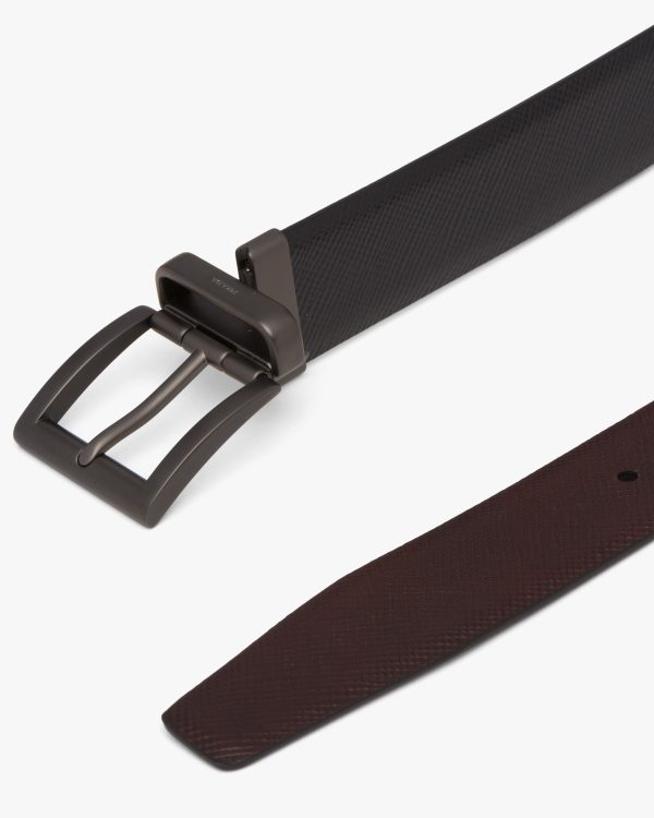 Black/coffee Brown Saffiano Leather Reversible Belt - Image 3